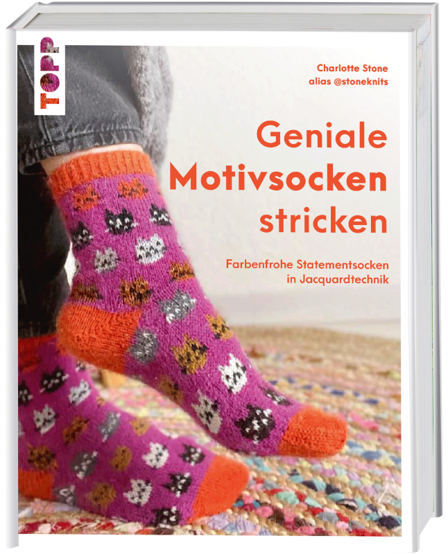 Geniale Motivsocken stricken. Farbenfrohe Statementsocken in Jacquardtechnik von Charlotte Stone
