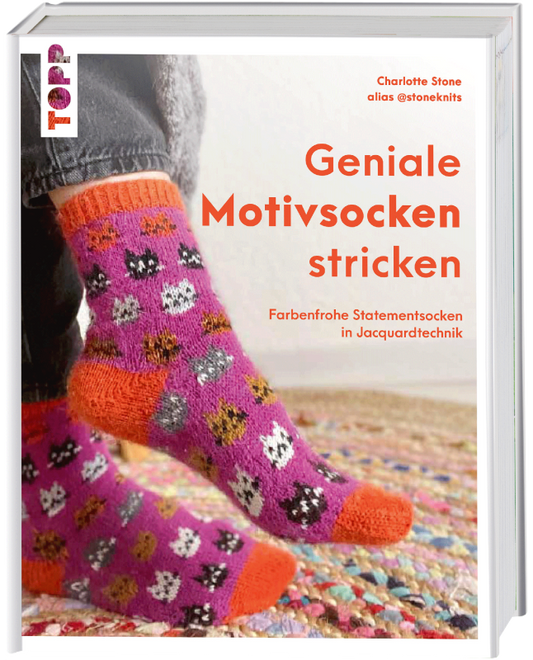 Geniale Motivsocken stricken. Farbenfrohe Statementsocken in Jacquardtechnik von Charlotte Stone
